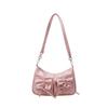 Pleated Y2k Shoulder Bag Korean Style Pu Dumpling Bag Portable Bowknot Crossbody Bag  Travel