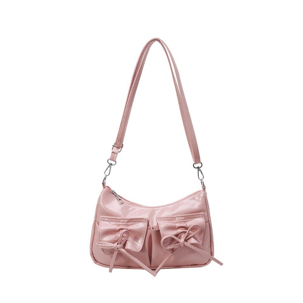 Pleated Y2k Shoulder Bag Korean Style Pu Dumpling Bag Portable Bowknot Crossbody Bag Travel