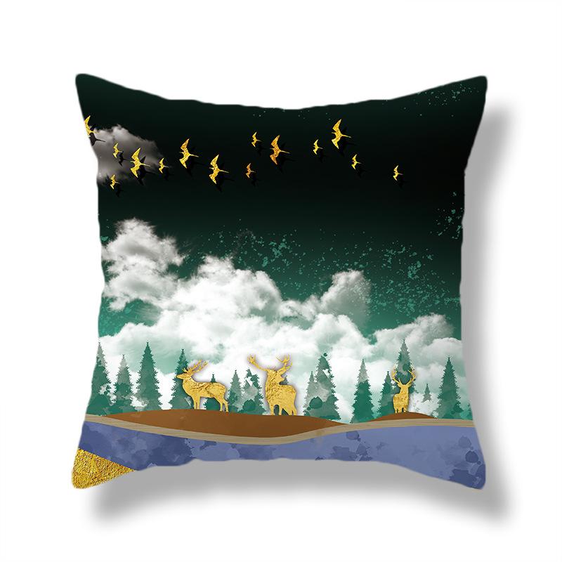 45X45CM Creative Hand-painted Natural Scenery Cushion Cover Sofa Office Seat Cushion Cover Creative Ornaments Home Decoration