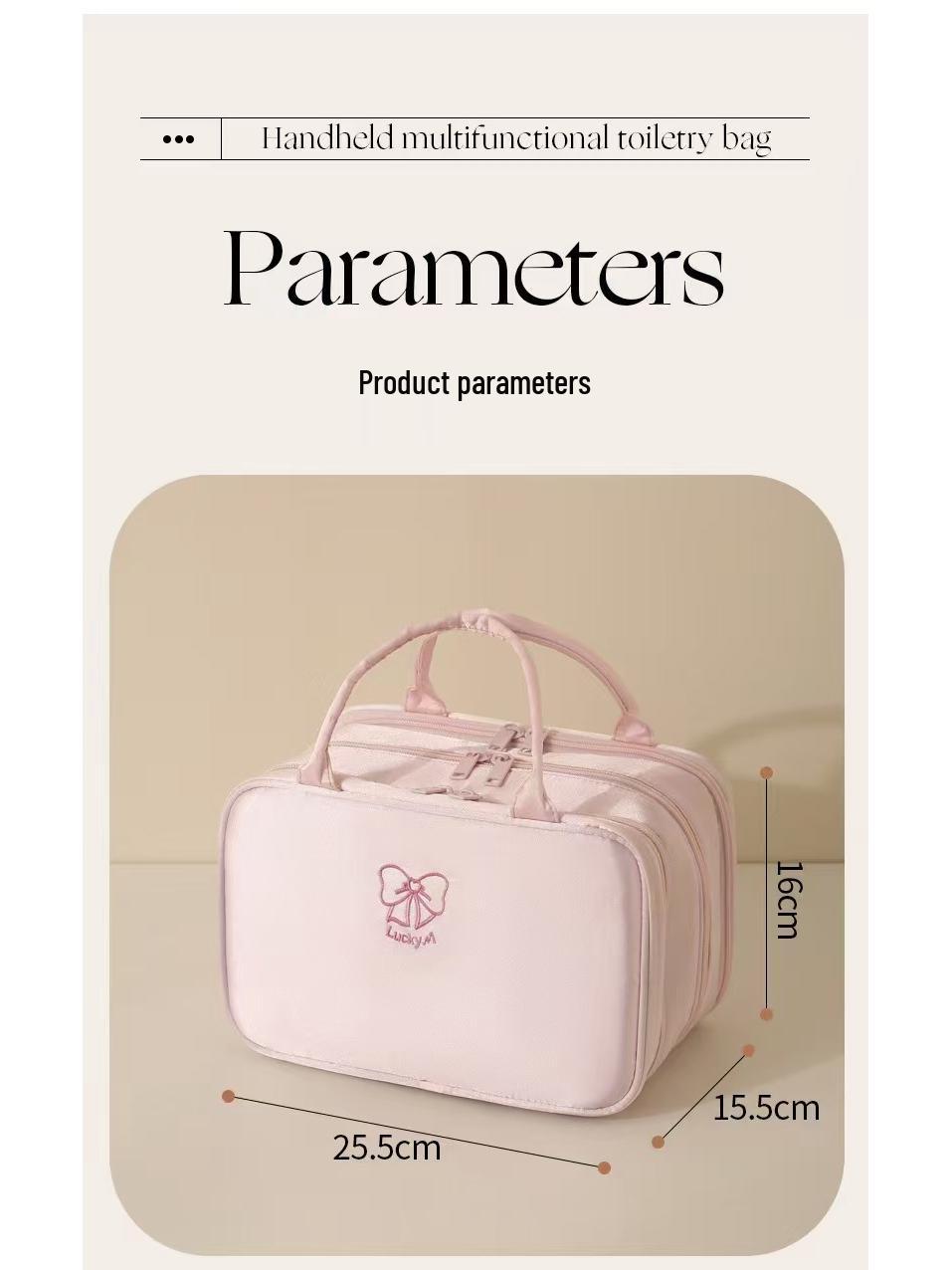 

High-Capacity Waterproof Makeup Bag: Three-Layer Travel Essential. Large 28*14.5*19, Medium 25.5*15.5*16