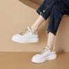 3233 small size leather little white shoes women's color matching platform student shoes women's platform lace-up casual shoes women