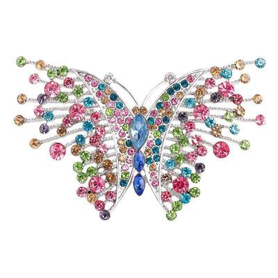French Vintage Alloy Diamond Colored Butterfly Brooch Fashion Brooch Accessories Insect Pin