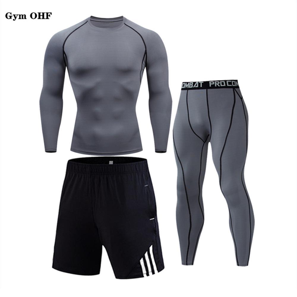 

Мужской спортивный костюм-тройка быстросохнущий: Топы с коротким рукавом, с длинным рукавом и шорты с тремя полосками для уличного баскетбола. 3XL