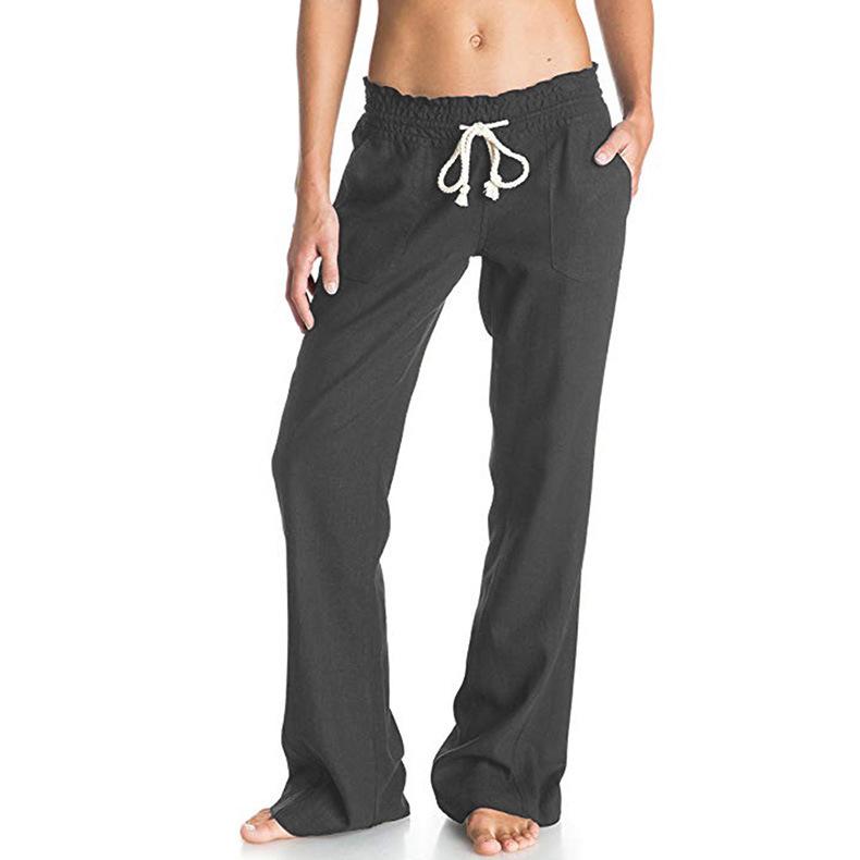 

Нові м які бавовняні лляні жіночі штани однотонні вільні повсякденні широкі штани на краватці жіночі 3XL