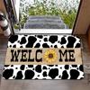 Farm Cow Sunflower Vintage Frame Print Door Mat Rustic Animal Pattern Indoor Entrance Home Floor Decor
