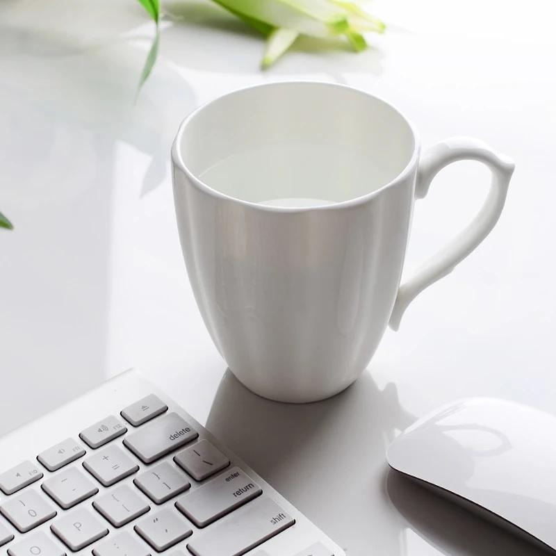400ml Lovely Pure White Bone China Pumpkin Design Mugs Cups for Daily Coffee Tea Drinking Home Office Use