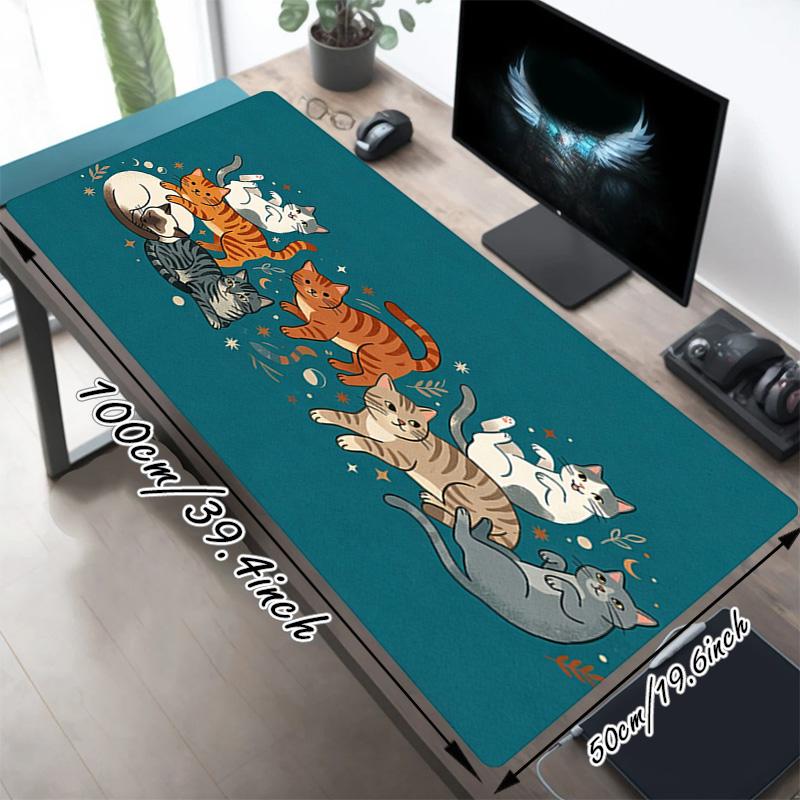 Cat Parade Xl Gaming Mouse Pad Nonslip Rubber Base Stitched Edge Waterproof Desk Mat For Pc Laptop Gamer Office Computer Accessories C927173