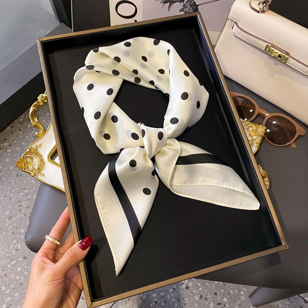 High Quality Luxury Print Silk Square Scarf Women Soft Satin Horse Hairband Neckerchief Office Hijab Headband Foulard Bag Ribbon