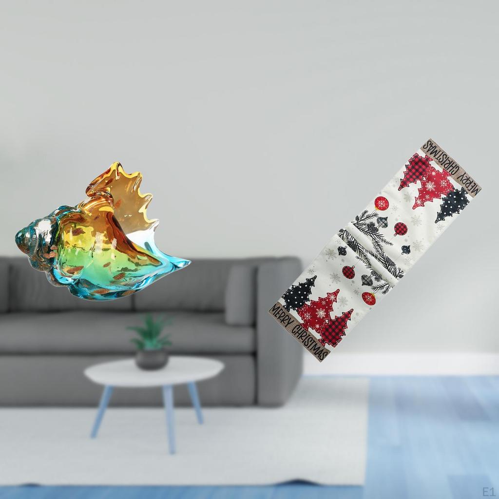 Glass Conch Figurine Sea Animal Art Decor And Christmas Table Runner Dresser Scarf Seasonal Winter