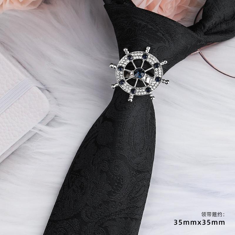 Men'S Emperor Rhinestone Collar Ring Clip Tie Hoop Vintage Knight Tie Hoop Business Shirt Tie Button Brooch