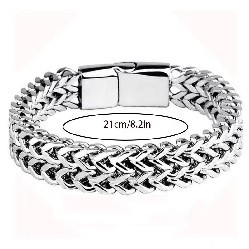 Stainless Steel Braided Double Row Front and Rear Fish Scale Alloy Magnetic Buckle Bracelet with Keel Jewelry Gifts Wholesale