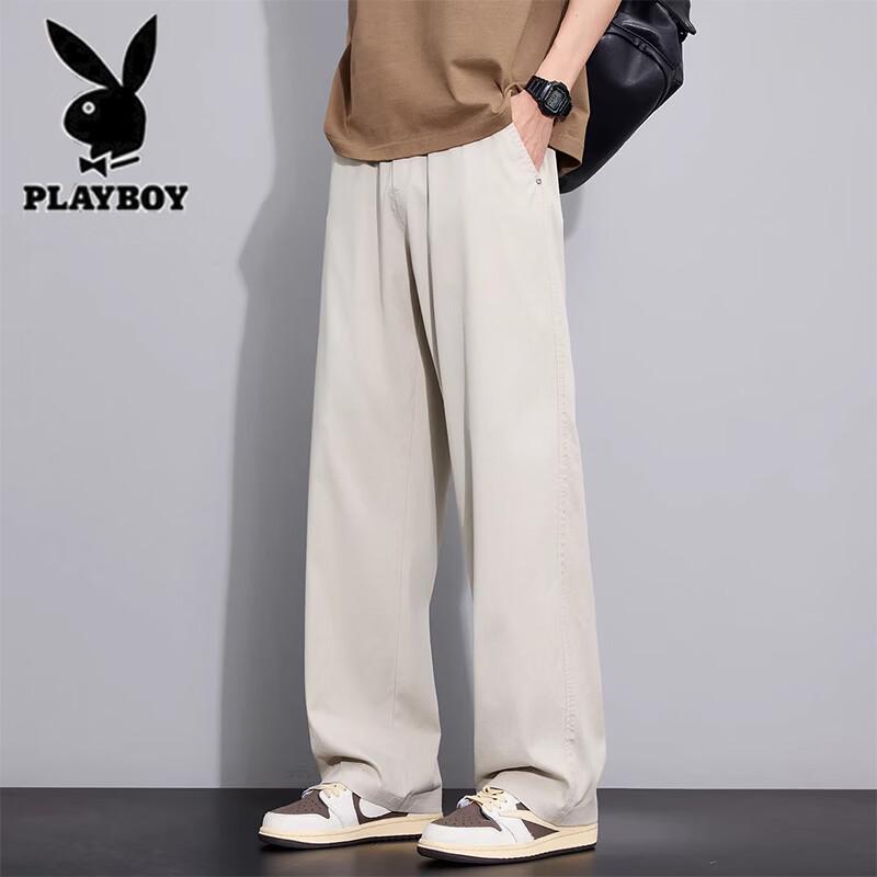Playboy Men's Summer Tencel Blend Straight-Leg Casual Pants