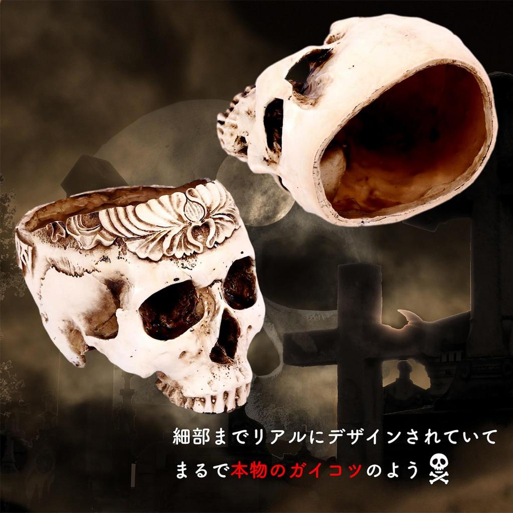 [Queen-b] Leere Schädel Schmuckdose, Tischplatte, Realistisches Schädel Skelett, Stilvolle und Niedliche Deko, Weißer Pflanztopf, Ständer, Topf, Halloween Gastgeschenke,