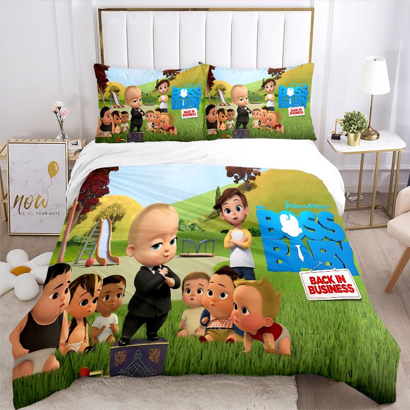 Boss Baby Returns Bettwäsche-Set 3 Teile Bettbezug mit 2 Kissenbezügen Heim-Geburtstagsgeschenk