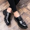 Men's Shoes Autumn Patent Leather Casual Shoes Men's Lace-up Small Leather Shoes Simple Single Shoes Outdoor Business Leather Shoes