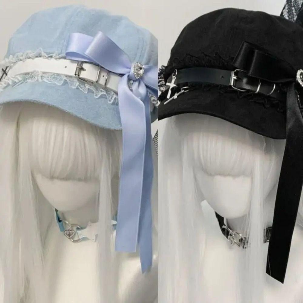 Sweet Cool Style Women's Y2k Hats Bowknot Painter's Cap Harajuku Octagonal Hat  Adult Teen