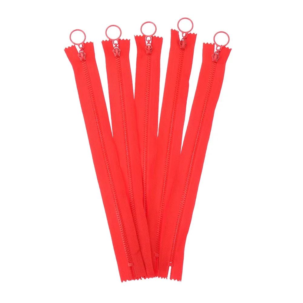 5pcs/Pack Resin Zipper 25cm Candy Colors Zippers Round Ring Zipper Decorative For Sewing Bag Garment DIY Sewing Accessories
