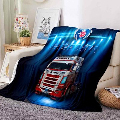 3D Truck Scania Throw Blanket Fleece Warm Cozy Soft Blanket for Couch Bed Colorfast Anti-Static Machine Wash