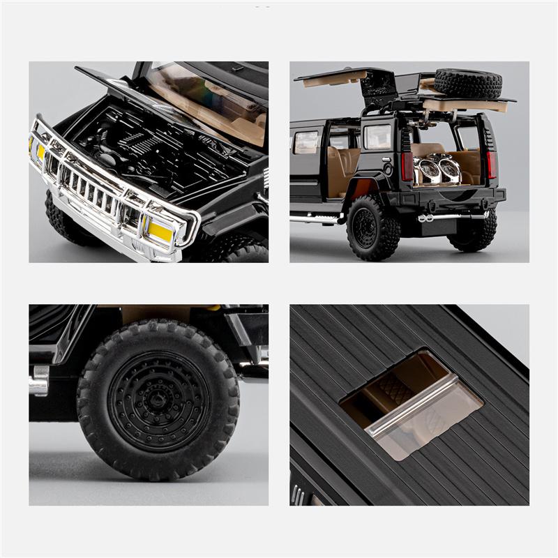 1/32 HUMMER H2 Extended Version Alloy Car Model Diecasts Metal Business Vehicles Car Model Sound Light Simulation Kids Toys Gift