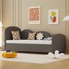 Twin Sofa Bed with Storage Drawers Large Capacity Drawer Rotary Wheels Velvet Upholstered Uneven Fence Sleep Solid Iron Frame Bedroom Twin Size Daybed