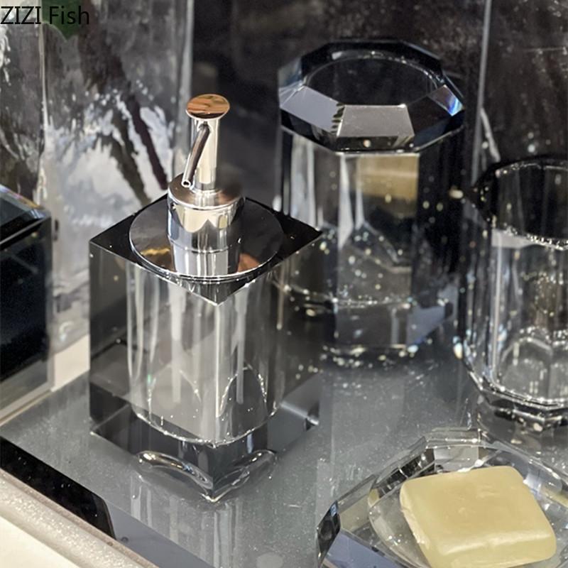 Crystal Glass Bathroom Kit Couple Mouthwash Cup Tray Wash Set Press Soap Dispenser Light Luxury Home Bathroom Accessories Set