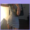 Summer Sexy Bodycon Dress With Polo Neck Short Sleeve Knitted Fabric For Club Wear
