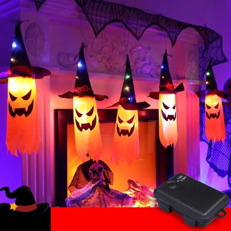5pcs New Halloween LED decorative lights ghost hanging lights and Ghost Festival room atmosphere decoration lights