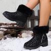 Winter Women's Boots Leopard Print Suede Ankle Boots Women Fluffy Fur Boots Winter Plush Warm Cotton Shoes Botas Invierno Mujer
