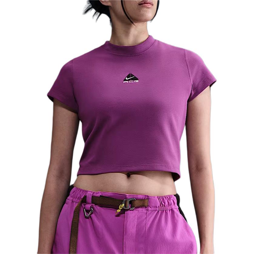 

Nike ACG Dri-FIT Solid Logo Slim Fit Short Sleeve Crop T-Shirt Women Tops HM6085-505 S