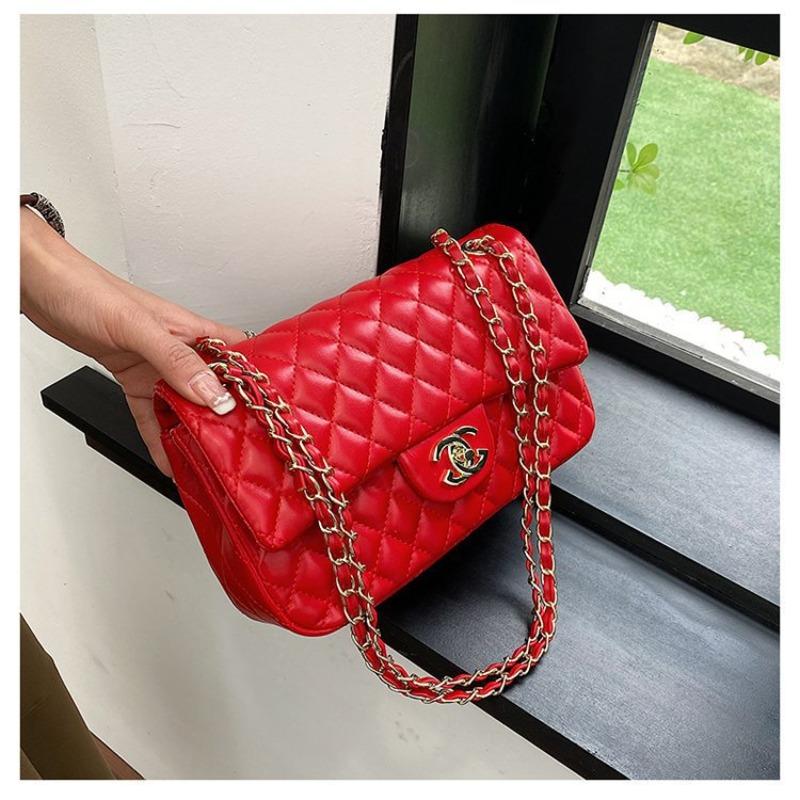 Taška Dámská Nová Taška Přes Rameno Crossbody Taška Prémiová Kůže Kosočtvercová Řetízková Taška Dámská