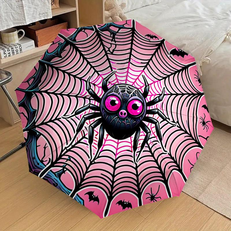 

1pc Spider Web Fashionable Automatic Opening/Closing Folding Umbrella with 8 Iron Bones, Plastic Handle yy251015080