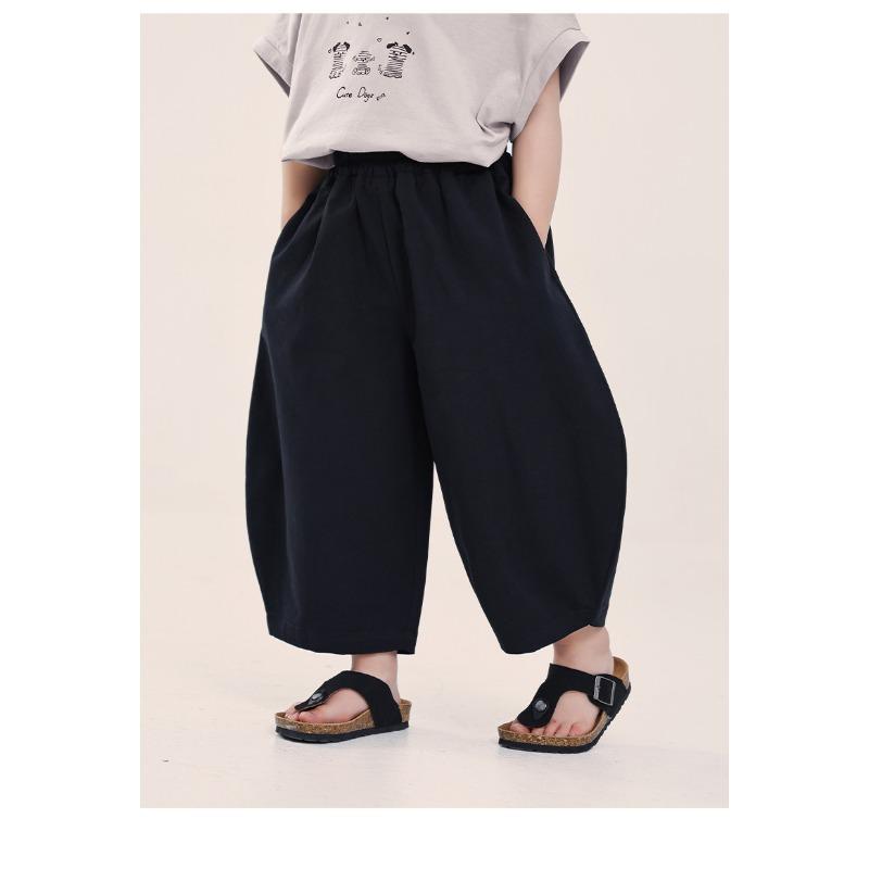 Boys Young Kids Loose Solid Casual Summer Cropped Pants