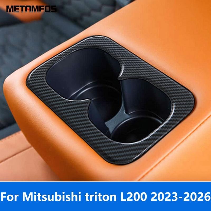 

Rear Seat Water Cup Holder Panel Trim For Mitsubishi triton L200 -2025 2026 Carbon Fiber Interior Accessories Car Styling