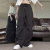 Women's Straight Leg Cargo Nine-point Pants Elastic Elastic High-waisted Casual Pants