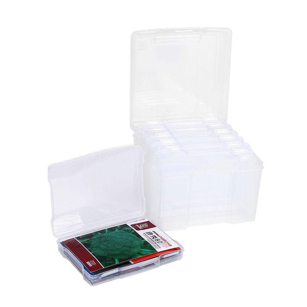Transparent Photo Storage Boxes with 6 Inner Photo Cases Greeting Card Storage Box  Stickers