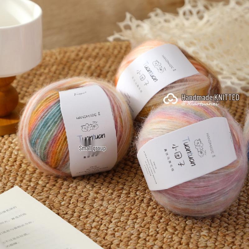 Silk Gradient Rainbow Mohair Yarn Pack for Hand-knitted Scarf/Shawl