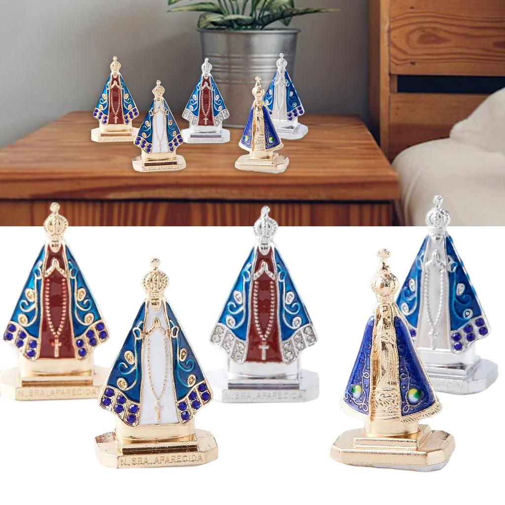 Alloy Spiritual Prayer Figurines Tabletop Ornament Nossa Senhora Aparecida Statue for Car Dashboard Home Decors Gift