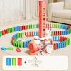 Kids Domino Train Toy Automatic Domino Thrower Sound Light Effect Toddler Building Blocks Projection Educational Gift