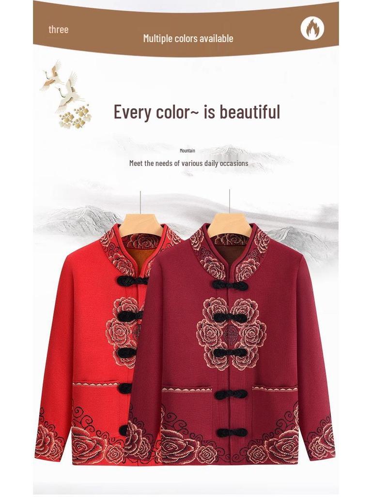 2024 New Autumn/Winter Tang Suit for Elderly Women - Grandma's Top