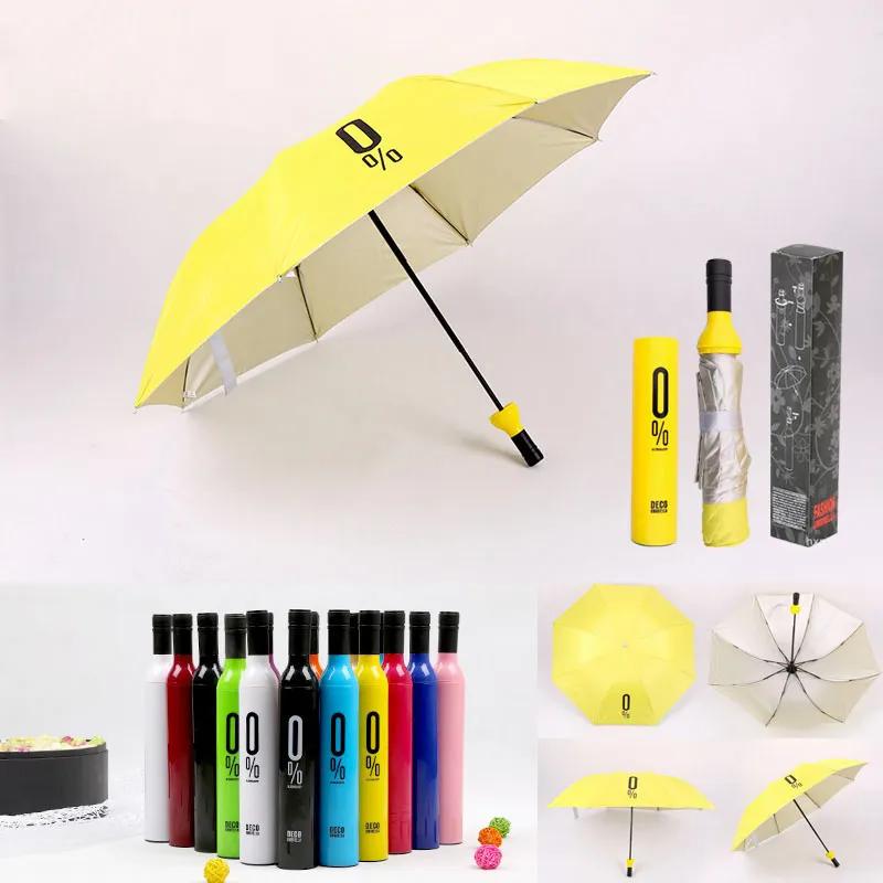 Creative Bottle Umbrella Multi Function Dual Purpose Silver Colloid Umbrellas Fashion Plastic Wine Bottles Sunshade Carry Convenient Ya700