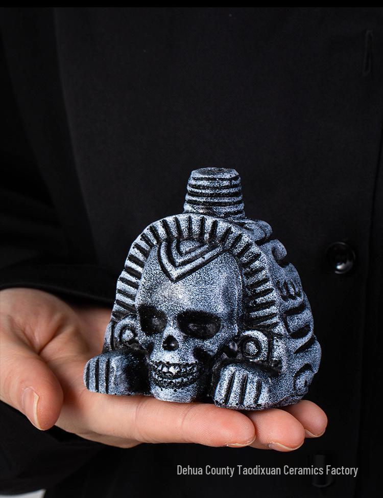 Fischietto Azteco della Morte Faccia di Leone - Collezione Artigianato Antico