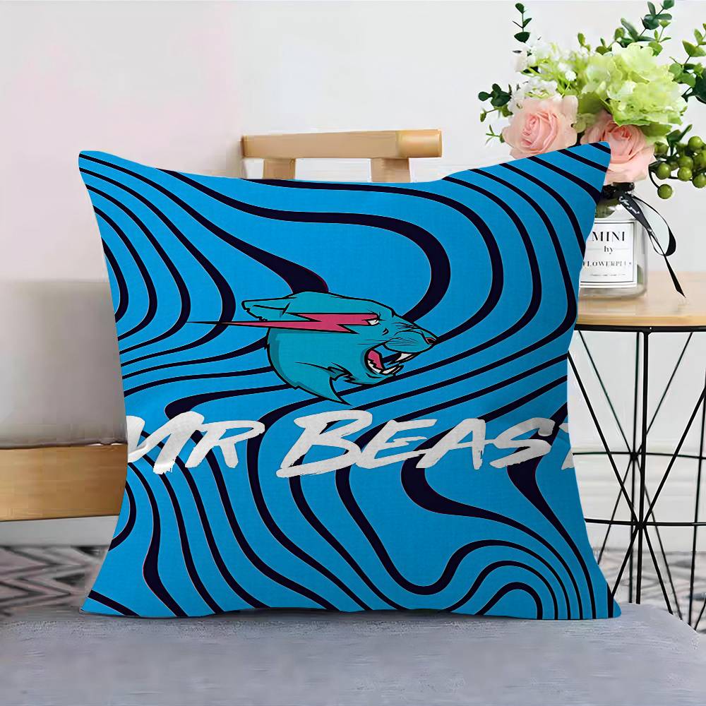 Blogger di Giochi M-MrBeast Federe per Cuscini Cartoni Animati Divano Decorativo Casa Stampa Double-sided Corto Peluche Carino Federa per Cuscino