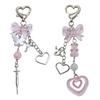 Lovely Heart Keychain with Butterfly Bowknot Fashionable Heart Keychain with Delicate Beaded Bowknot for Beads Enthusist