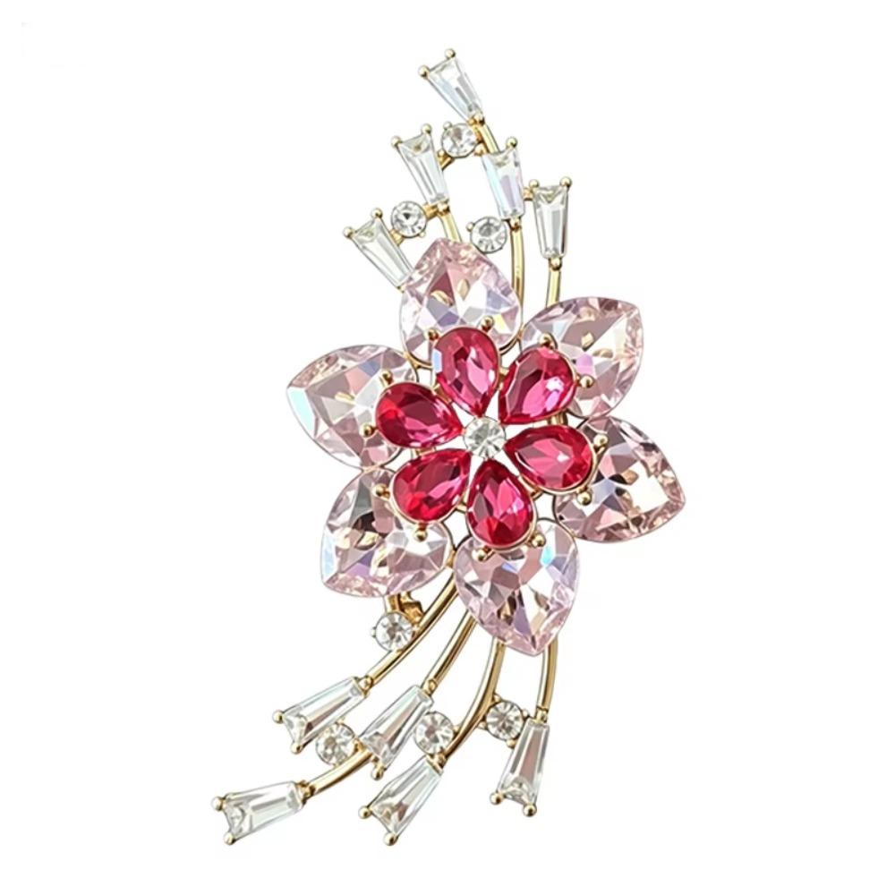 Sparkling Floral Brooches Novelty Brooch Pins Fashion Crystal Flower Brooches Wedding розовый