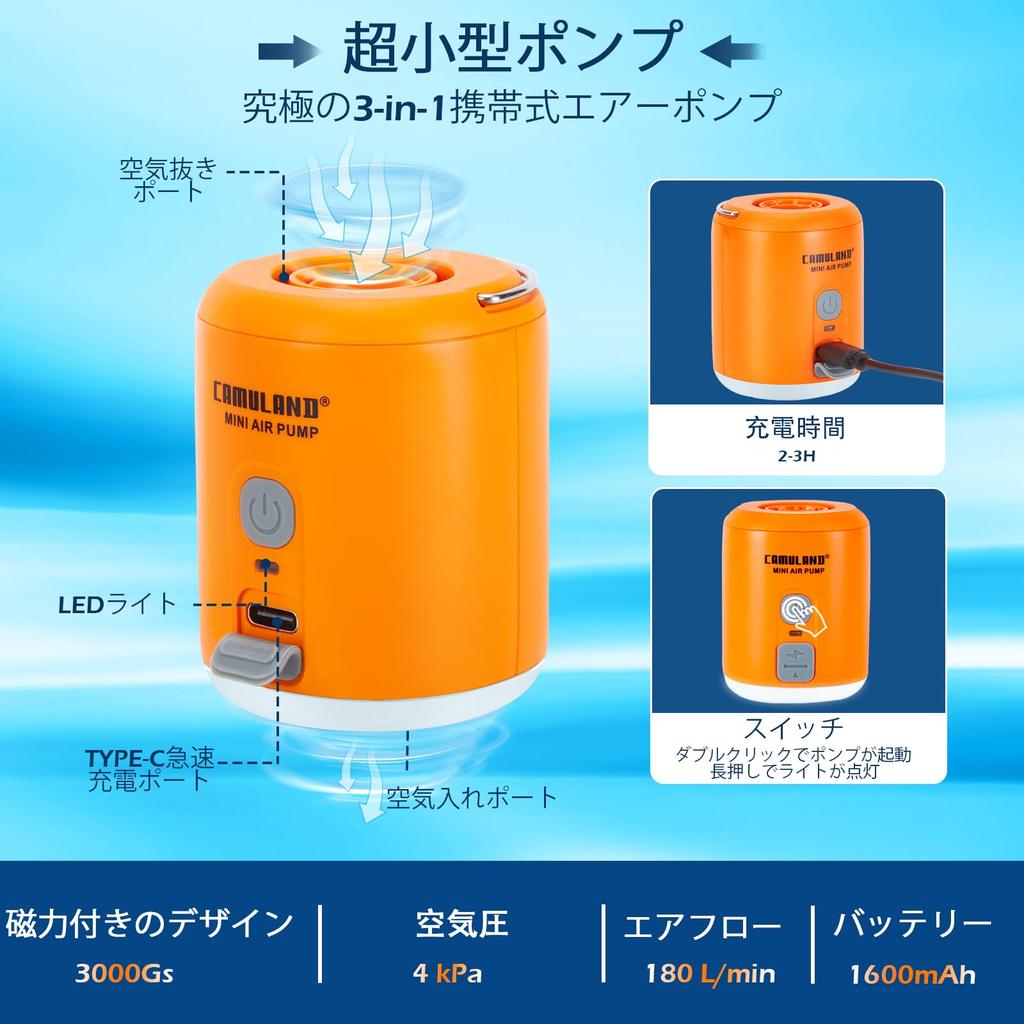 CAMULAND Elektrisch Luft USB Tragbar Klein Luft Magnetisch Luftvakuum Vakuum Praktisch für Automatische Pumpe, Wiederaufladbar, Pumpe, Pumpe, Typ-C Mini, Freigabe,