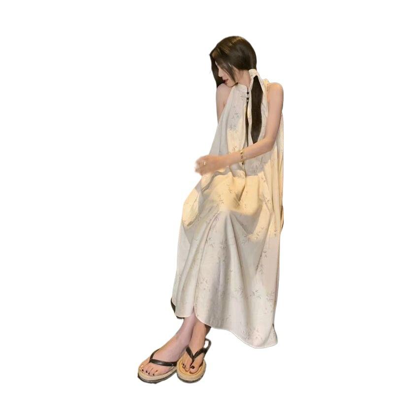 New Chinese style national style neck sling dress children's summer new cold zen niche design dress
