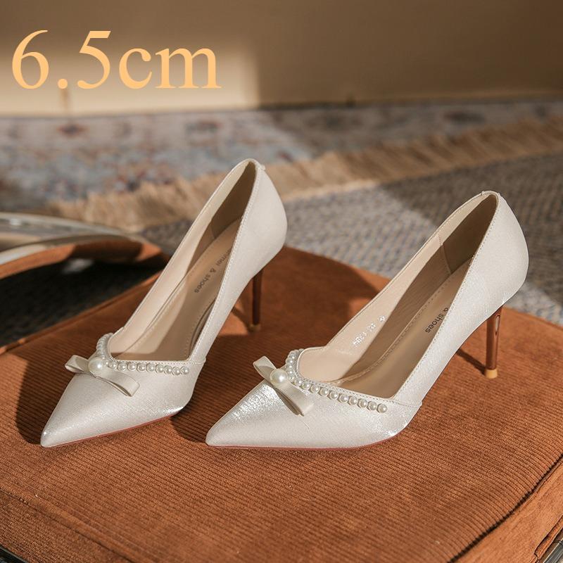 

High Heeled Shoes for Women s 2026 New Sequined High Heels Pearl Show and Wedding Shoes Two in One Crystal Banquet Pumps Women 34