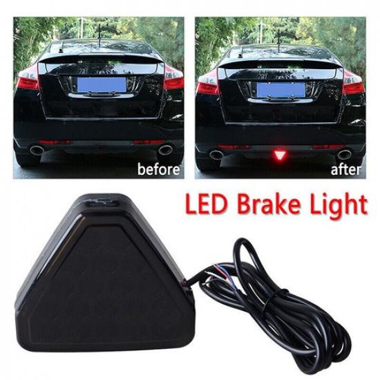 Universal F1 Style Triangle 12 LED Rear Stop Tail 3rd Brake Strobe Light Black