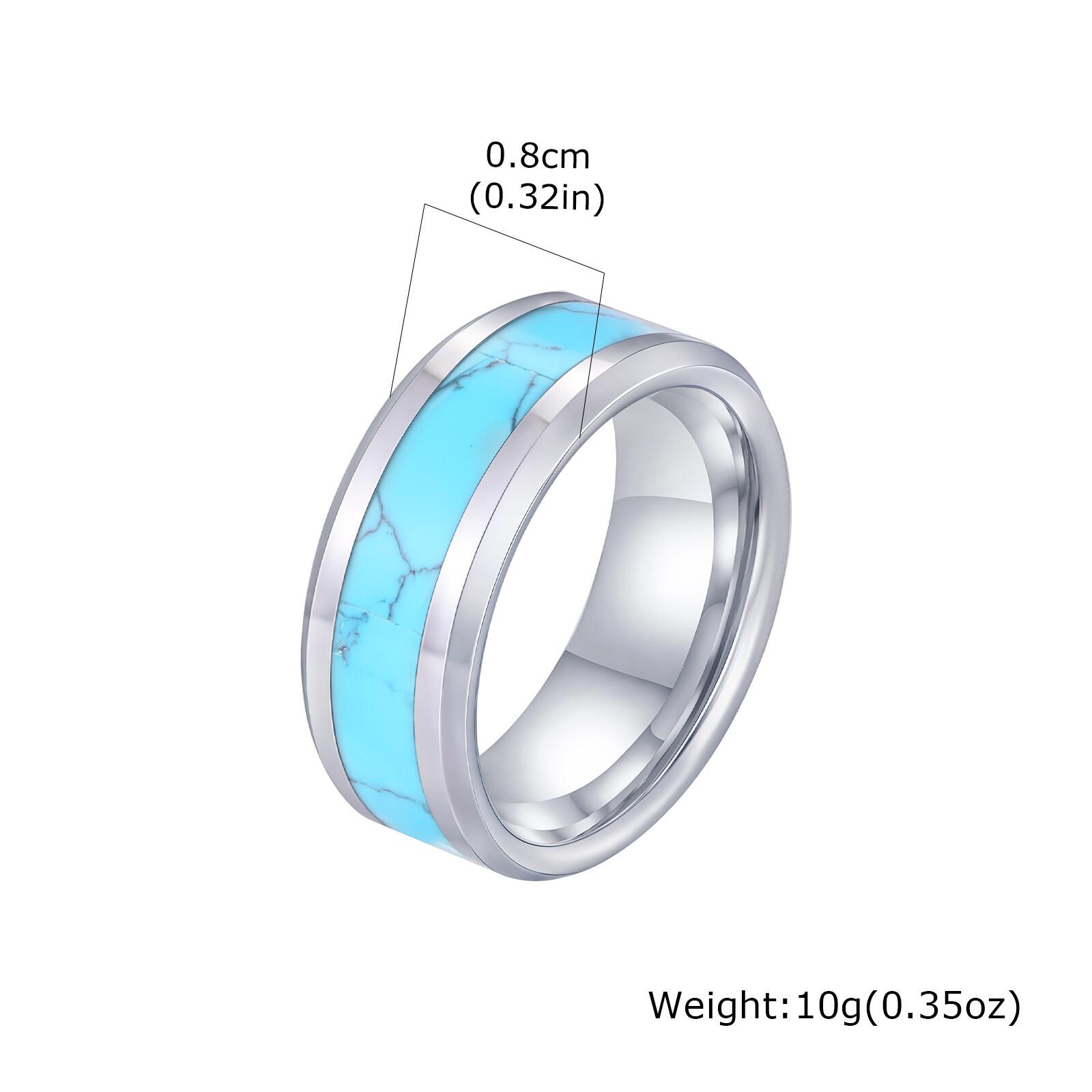 

Natural Stone Tungsten Ring for Men Boys,6MM Width High Quality Silver Color Non Scratch Ring,Turquoise Jewelry Gift 7