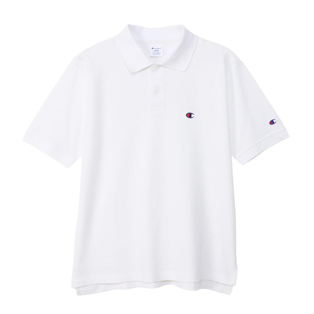 Champion Polo Short One Point Short Sleeve Polo 4L Shirt, Sleeve, 100% Cotton, Logo, Shirt, Basic, C3-Z358, Men's, White,